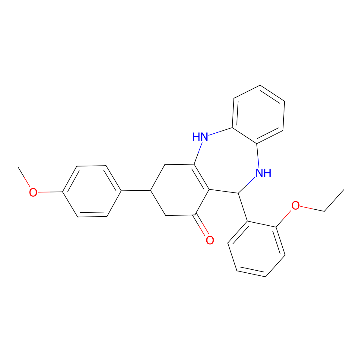 6-(2-Ethoxyphenyl)-9-(4-methoxyphenyl)-5,6,8,9,10,11-hexahydrobenzo[b][1,4]benzodiazepin-7-one molecular structure, CAS 303203-37-4