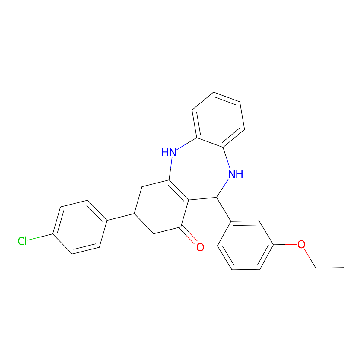 9-(4-Chlorophenyl)-6-(3-ethoxyphenyl)-5,6,8,9,10,11-hexahydrobenzo[b][1,4]benzodiazepin-7-one molecular structure, CAS 303203-83-0