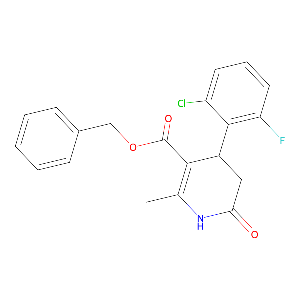 Benzyl 4-(2-chloro-6-fluorophenyl)-2-methyl-6-oxo-1,4,5,6-tetrahydropyridine-3-carboxylate molecular structure, CAS 303204-27-5