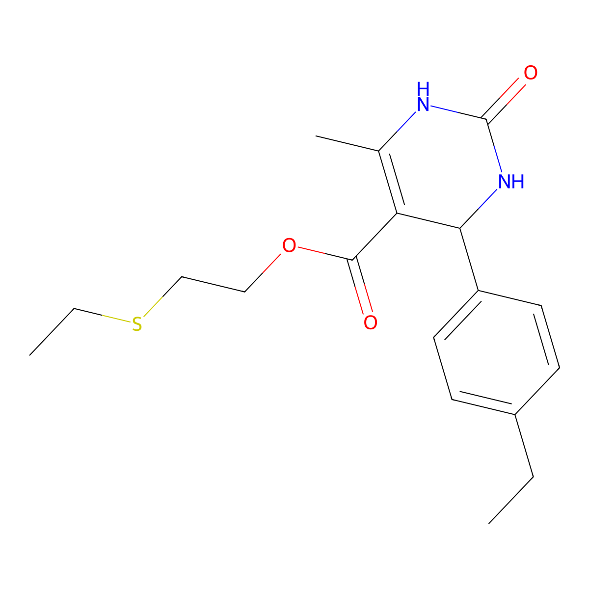 2-(Ethylsulfanyl)ethyl 4-(4-ethylphenyl)-6-methyl-2-oxo-1,2,3,4-tetrahydropyrimidine-5-carboxylate molecular structure, CAS 303204-66-2