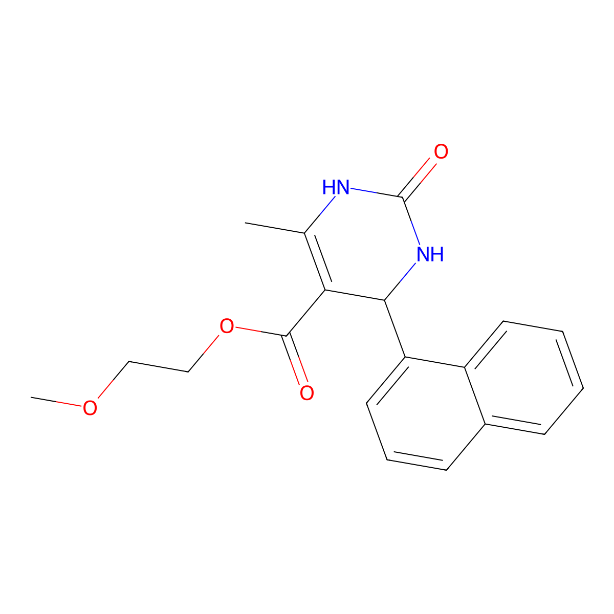 2-Methoxyethyl 6-methyl-4-(naphthalen-1-yl)-2-oxo-1,2,3,4-tetrahydropyrimidine-5-carboxylate molecular structure, CAS 303205-27-8