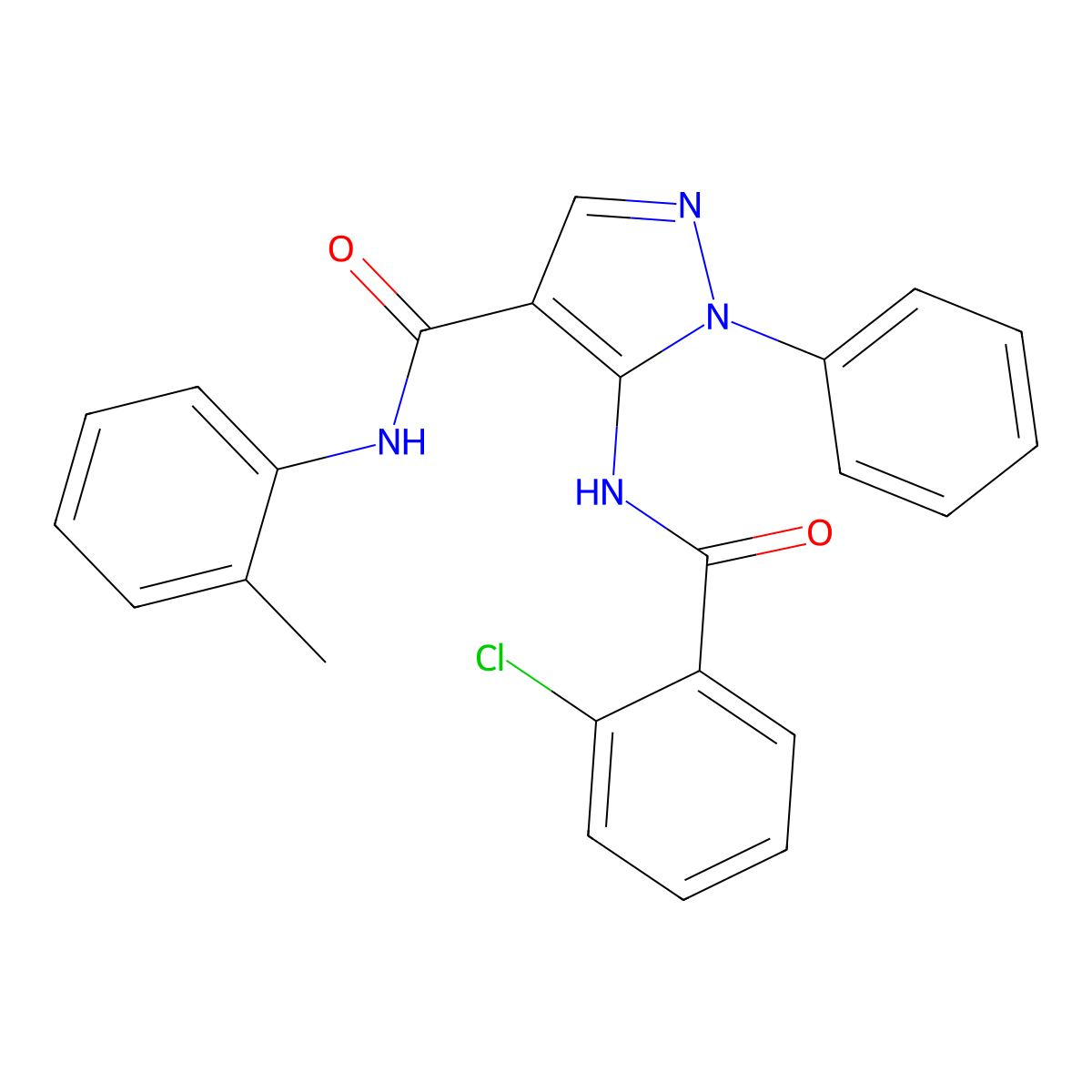 5-[(2-chlorobenzoyl)amino]-N-(2-methylphenyl)-1-phenyl-1H-pyrazole-4-carboxamide molecular structure, CAS 303206-74-8