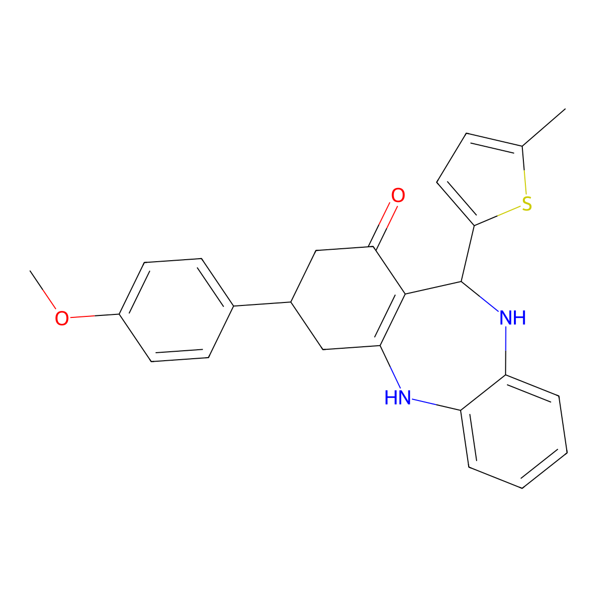 9-(4-Methoxyphenyl)-6-(5-methylthiophen-2-yl)-5,6,8,9,10,11-hexahydrobenzo[b][1,4]benzodiazepin-7-one molecular structure, CAS 303207-20-7