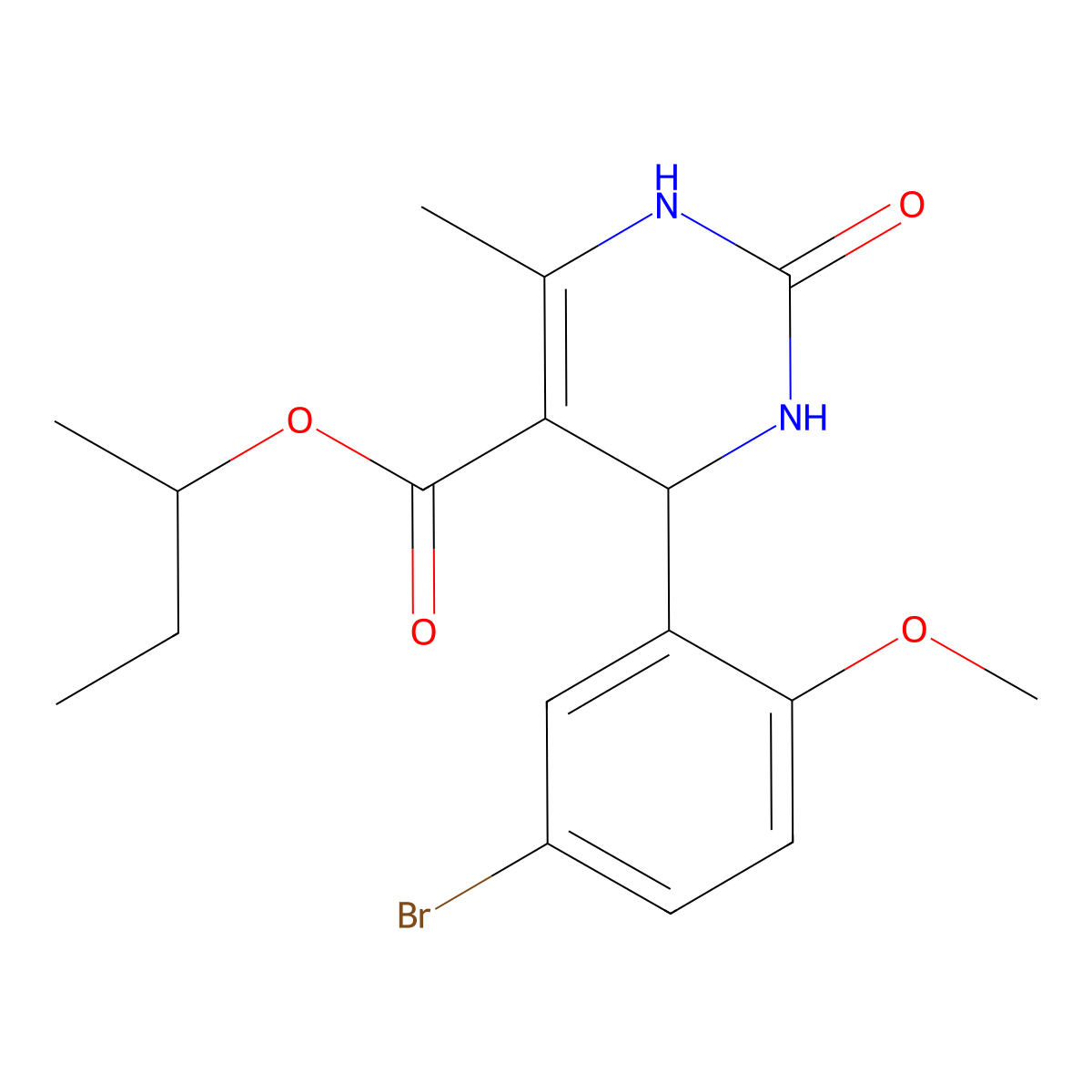 Butan-2-yl 4-(5-bromo-2-methoxyphenyl)-6-methyl-2-oxo-1,2,3,4-tetrahydropyrimidine-5-carboxylate molecular structure, CAS 303207-63-8