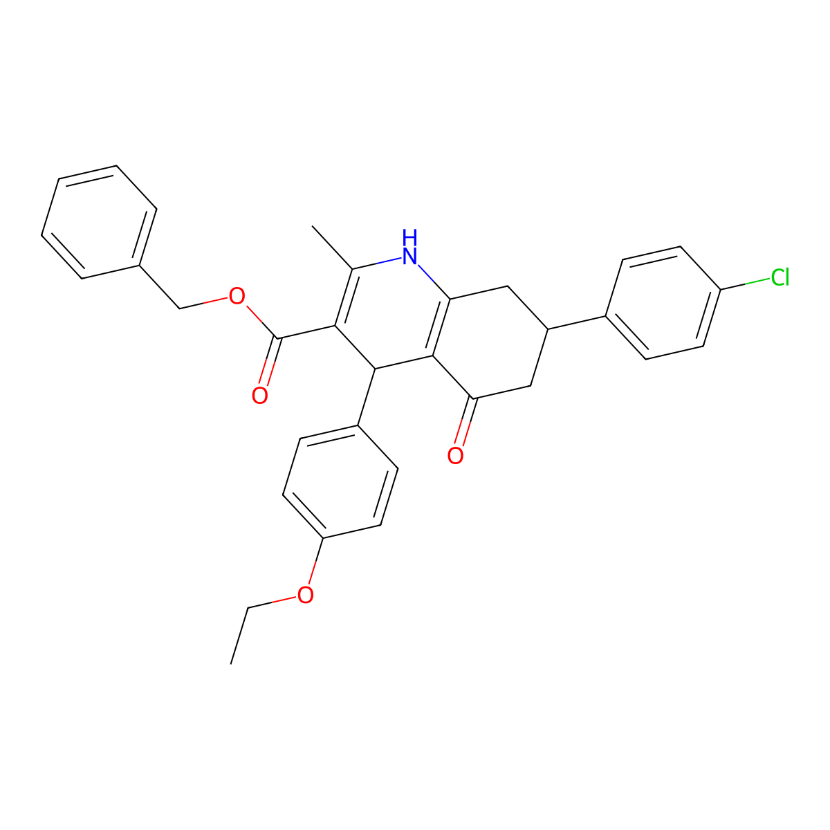 Benzyl 7-(4-chlorophenyl)-4-(4-ethoxyphenyl)-2-methyl-5-oxo-1,4,5,6,7,8-hexahydroquinoline-3-carboxylate molecular structure, CAS 303208-30-2