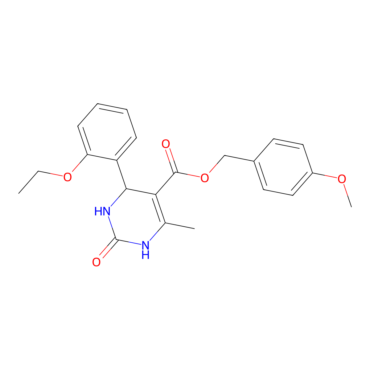 4-Methoxybenzyl 4-(2-ethoxyphenyl)-6-methyl-2-oxo-1,2,3,4-tetrahydropyrimidine-5-carboxylate molecular structure, CAS 303208-37-9