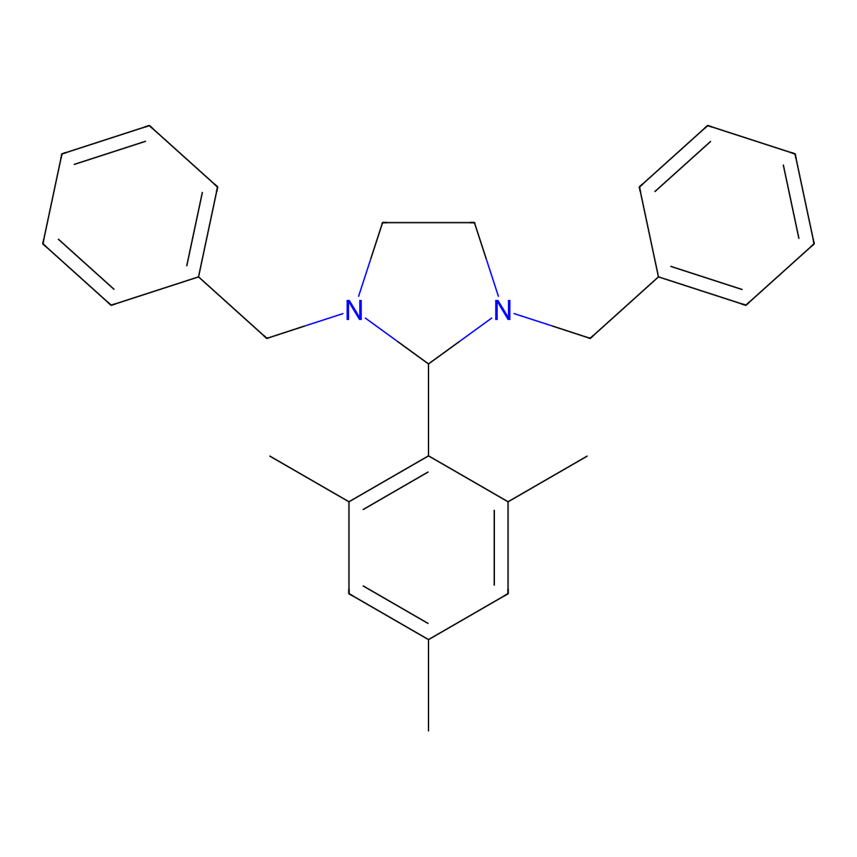 1,3-Dibenzyl-2-(2,4,6-trimethylphenyl)imidazolidine molecular structure, CAS 303213-00-5