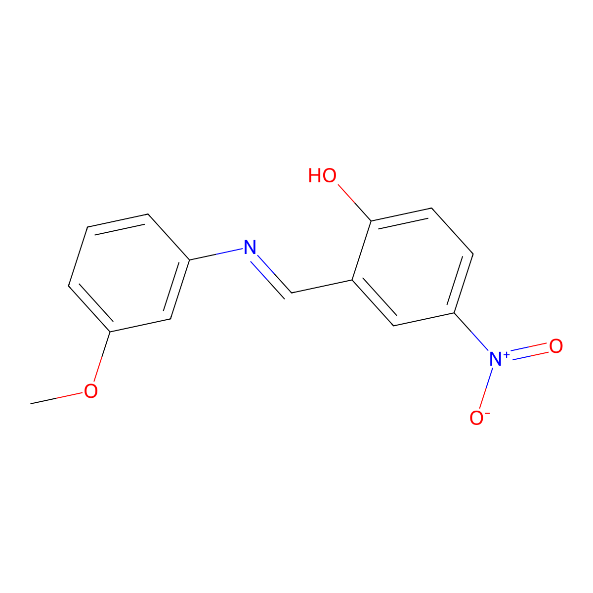 2-{[(3-Methoxyphenyl)imino]methyl}-4-nitrophenol molecular structure, CAS 303215-16-9