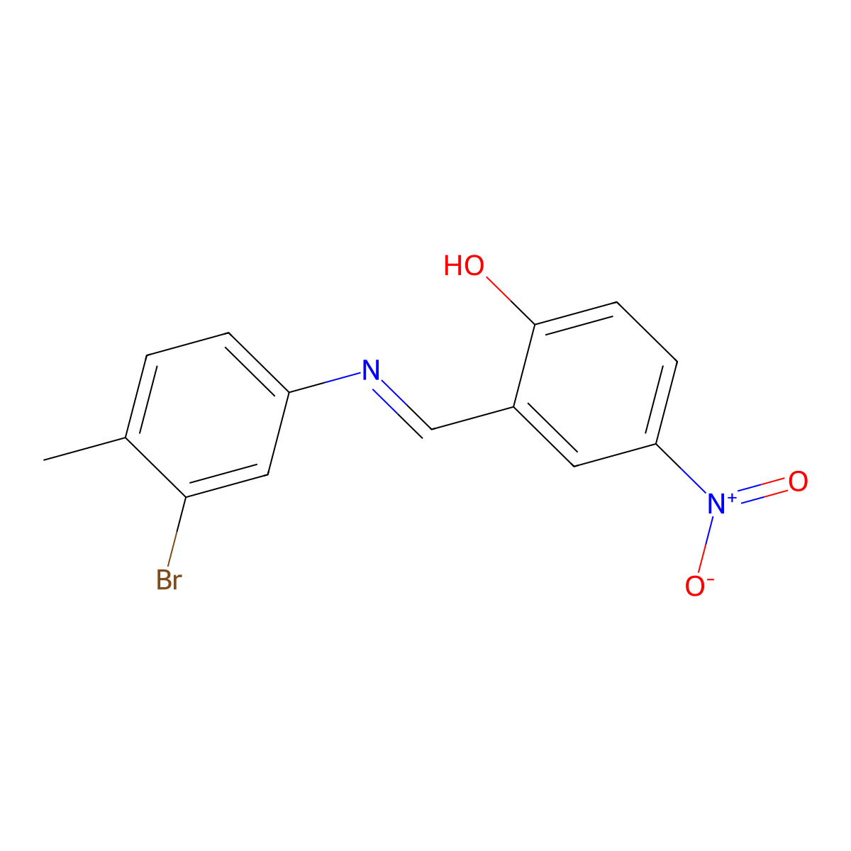 2-{[(3-Bromo-4-methylphenyl)imino]methyl}-4-nitrophenol molecular structure, CAS 303215-40-9