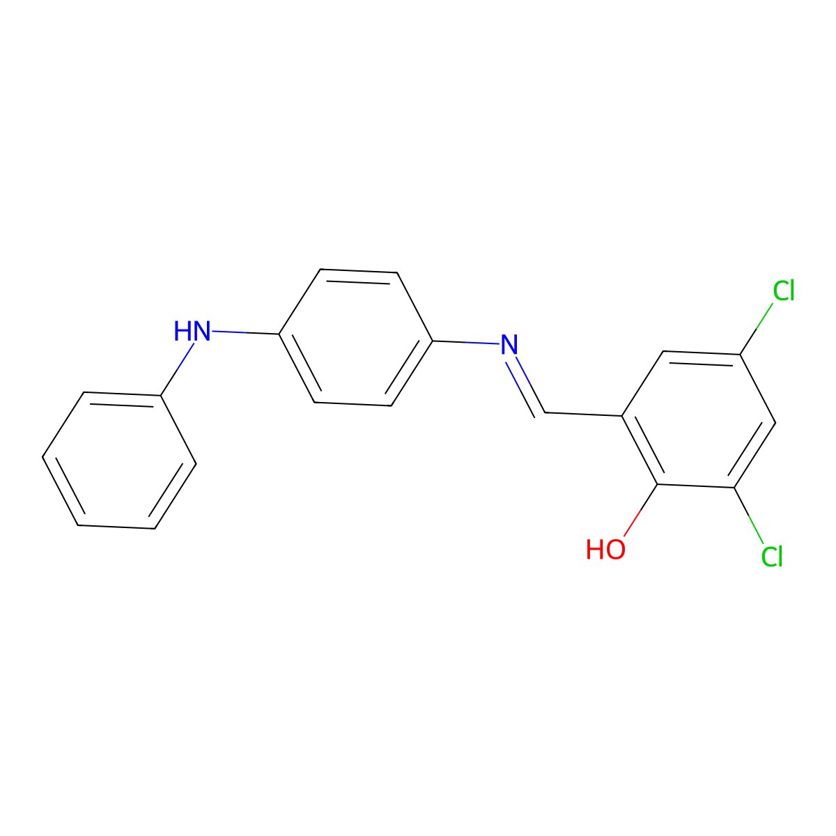 2-[[(4-Anilinophenyl)imino]methyl]-4,6-dichlorophenol molecular structure, CAS 303215-67-0