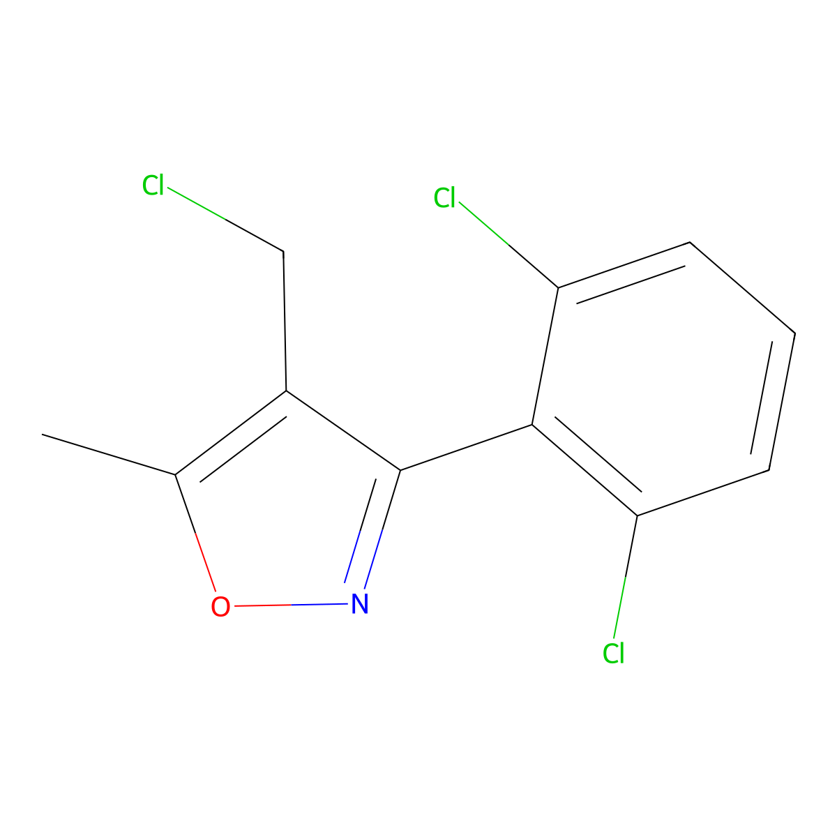 4-(Chloromethyl)-3-(2,6-dichlorophenyl)-5-methyl-1,2-oxazole molecular structure, CAS 303225-22-1