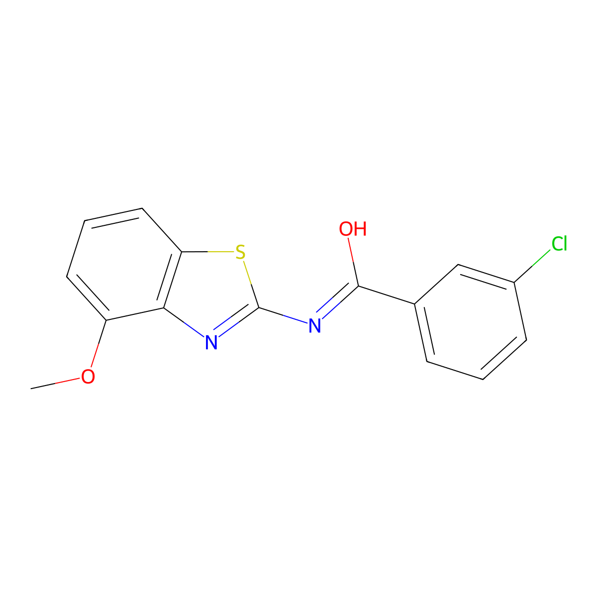 3-chloro-N-(4-methoxy-1,3-benzothiazol-2-yl)benzene-1-carboximidic acid molecular structure, CAS 303225-51-6