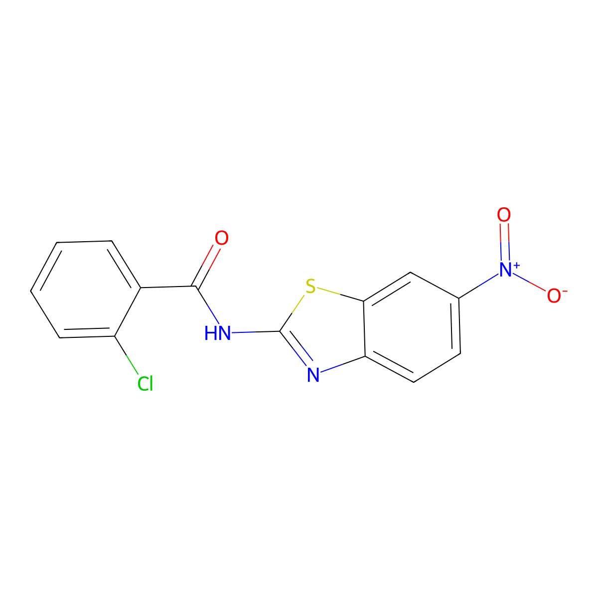 2-chloro-N-(6-nitro-1,3-benzothiazol-2-yl)benzamide molecular structure, CAS 303225-66-3