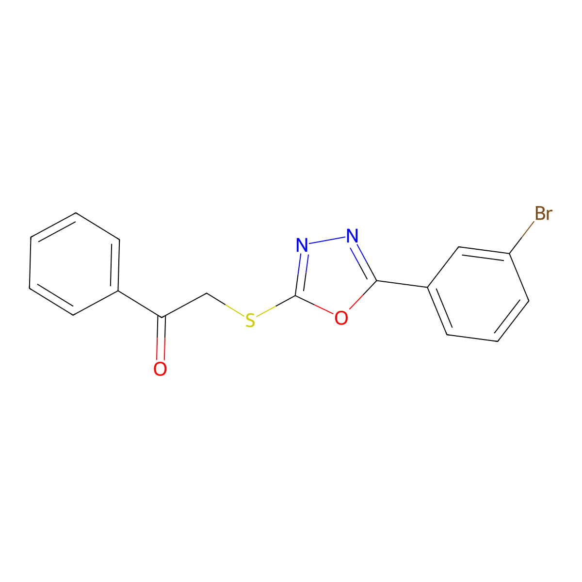 2-{[5-(3-Bromophenyl)-1,3,4-oxadiazol-2-yl]sulfanyl}-1-phenylethan-1-one molecular structure, CAS 303226-56-4