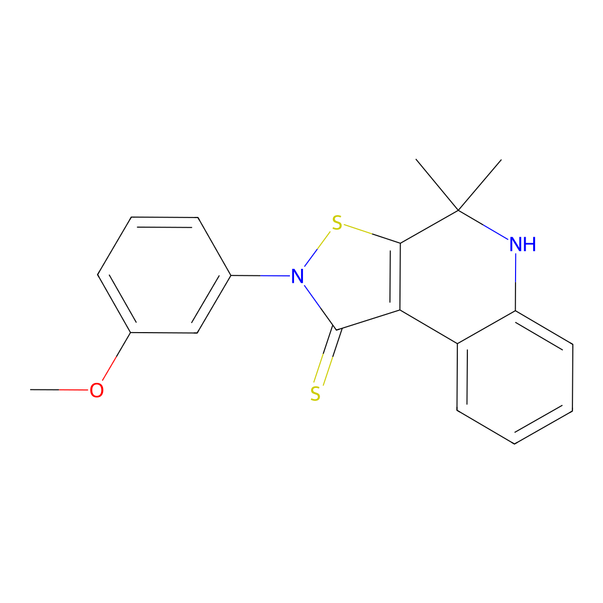 2-(3-methoxyphenyl)-4,4-dimethyl-5H-[1,2]thiazolo[5,4-c]quinoline-1-thione molecular structure, CAS 303226-82-6