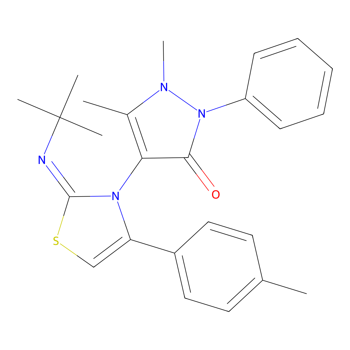 (Z)-4-(2-(tert-butylimino)-4-(p-tolyl)thiazol-3(2H)-yl)-1,5-dimethyl-2-phenyl-1H-pyrazol-3(2H)-one molecular structure, CAS 303227-42-1