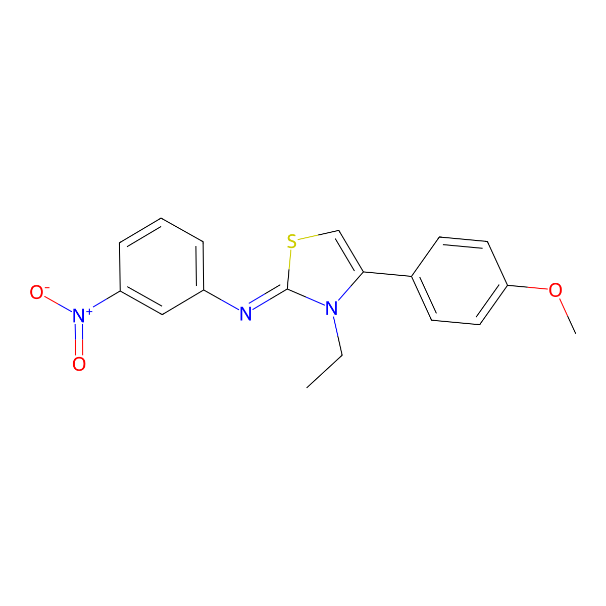 3-ethyl-4-(4-methoxyphenyl)-N-(3-nitrophenyl)-1,3-thiazol-2-imine molecular structure, CAS 303227-49-8