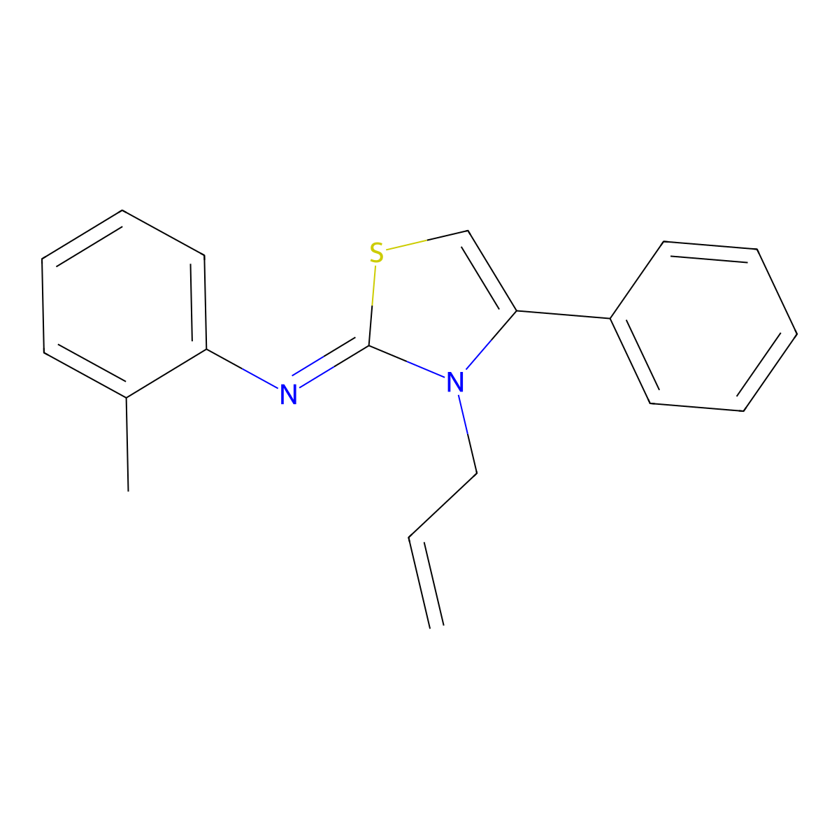 (Z)-N-(3-allyl-4-phenylthiazol-2(3H)-ylidene)-2-methylaniline molecular structure, CAS 303227-58-9