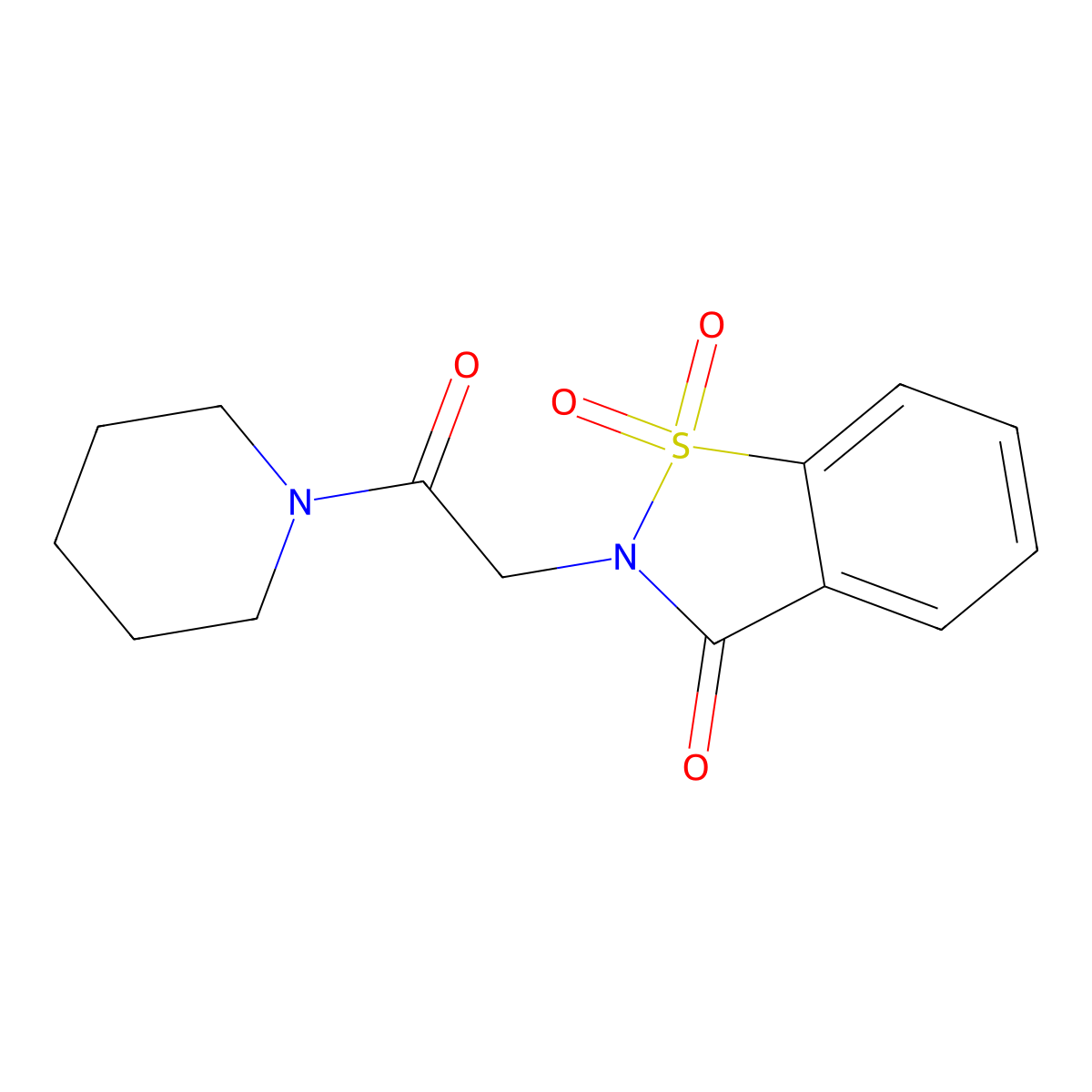 2-(2-oxo-2-(piperidin-1-yl)ethyl)benzo[d]isothiazol-3(2H)-one 1,1-dioxide molecular structure, CAS 303227-90-9