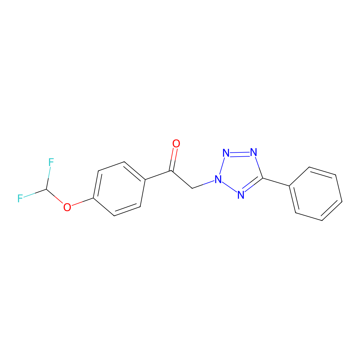 1-(4-(difluoromethoxy)phenyl)-2-(5-phenyl-2H-tetrazol-2-yl)ethanone molecular structure, CAS 303228-04-8