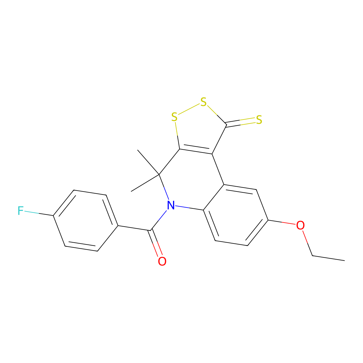 (8-ethoxy-4,4-dimethyl-1-thioxo-1,4-dihydro-5H-[1,2]dithiolo[3,4-c]quinolin-5-yl)(4-fluorophenyl)methanone molecular structure, CAS 303228-21-9