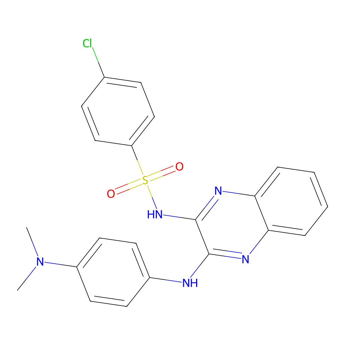 4-chloro-N-(3-{[4-(dimethylamino)phenyl]amino}quinoxalin-2-yl)benzene-1-sulfonamide molecular structure, CAS 303228-34-4