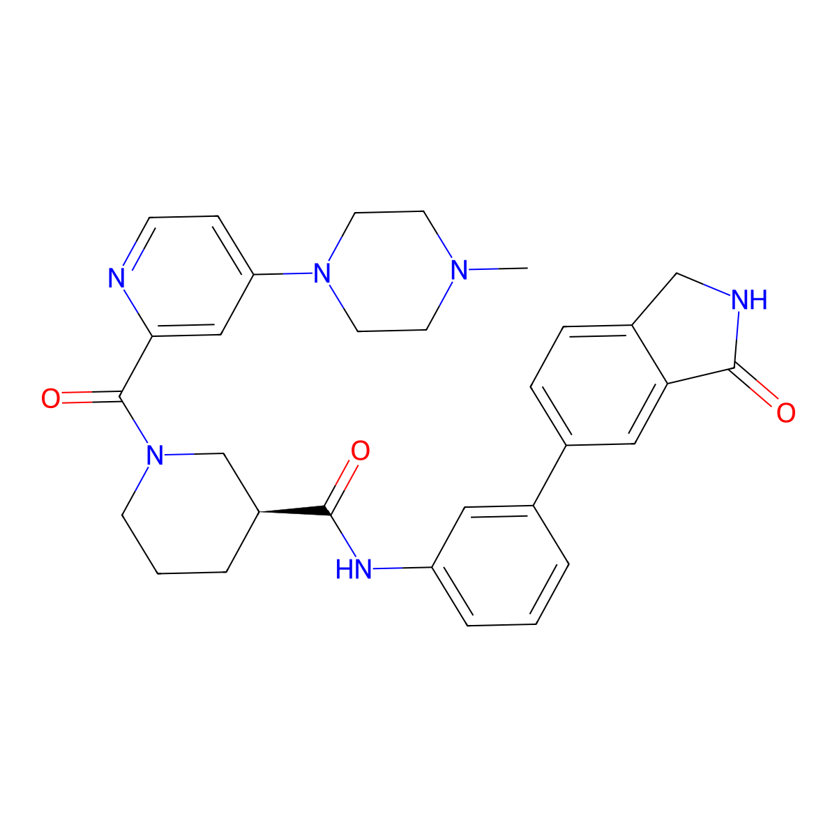 (3S)-1-[4-(4-methylpiperazin-1-yl)pyridine-2-carbonyl]-N-[3-(3-oxo-1,2-dihydroisoindol-5-yl)phenyl]piperidine-3-carboxamide molecular structure, CAS 3032393-24-8