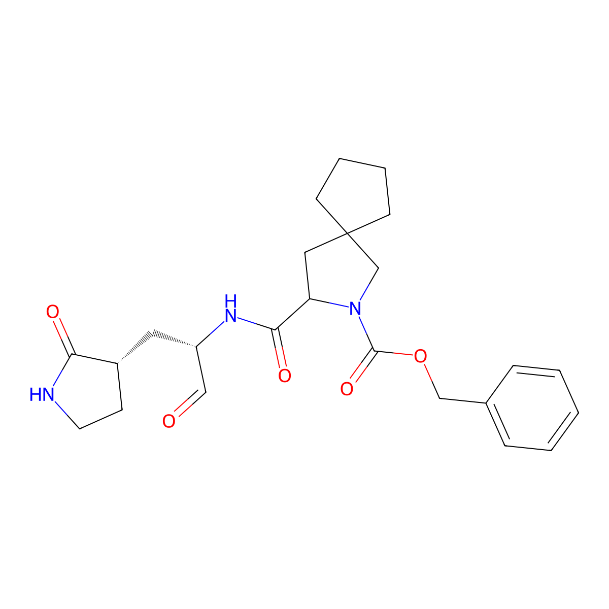 benzyl 3-[[(2S)-1-oxo-3-[(3S)-2-oxopyrrolidin-3-yl]propan-2-yl]carbamoyl]-2-azaspiro[4.4]nonane-2-carboxylate molecular structure, CAS 3032440-80-2