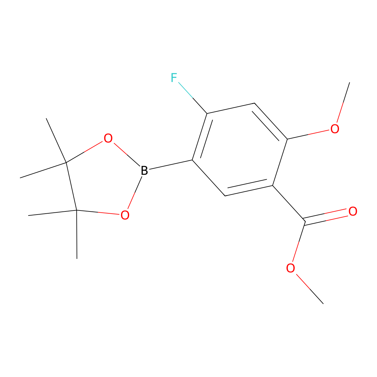Methyl 4-fluoro-2-methoxy-5-(4,4,5,5-tetramethyl-1,3,2-dioxaborolan-2-YL)benzoate molecular structure, CAS 3032479-15-2
