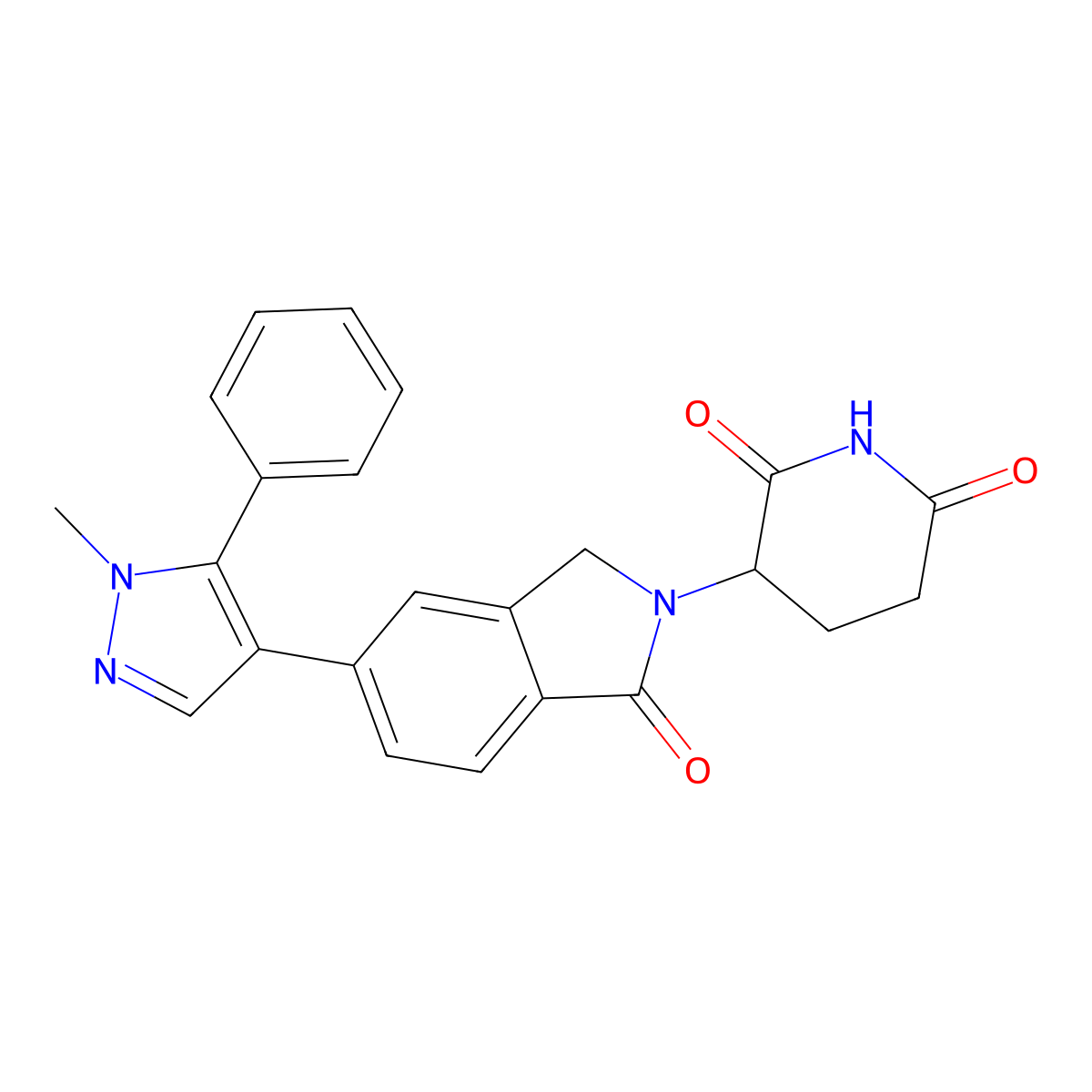 3-[6-(1-methyl-5-phenylpyrazol-4-yl)-3-oxo-1H-isoindol-2-yl]piperidine-2,6-dione molecular structure, CAS 3032576-92-1