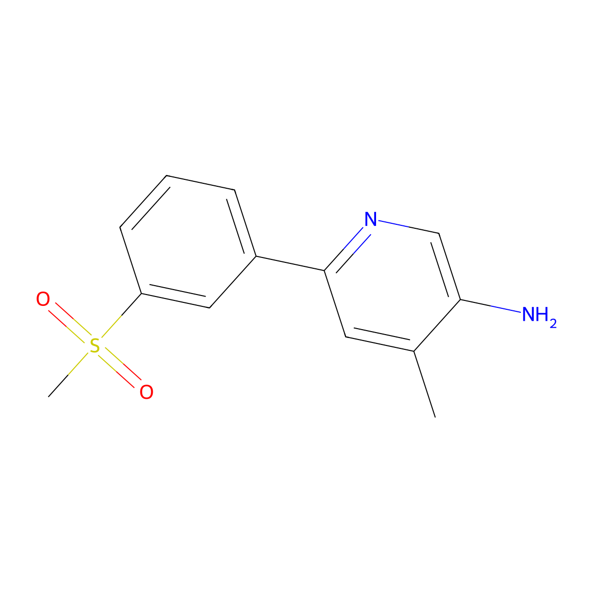 4-Methyl-6-(3-(methylsulfonyl)phenyl)pyridin-3-amine molecular structure, CAS 3032607-78-3