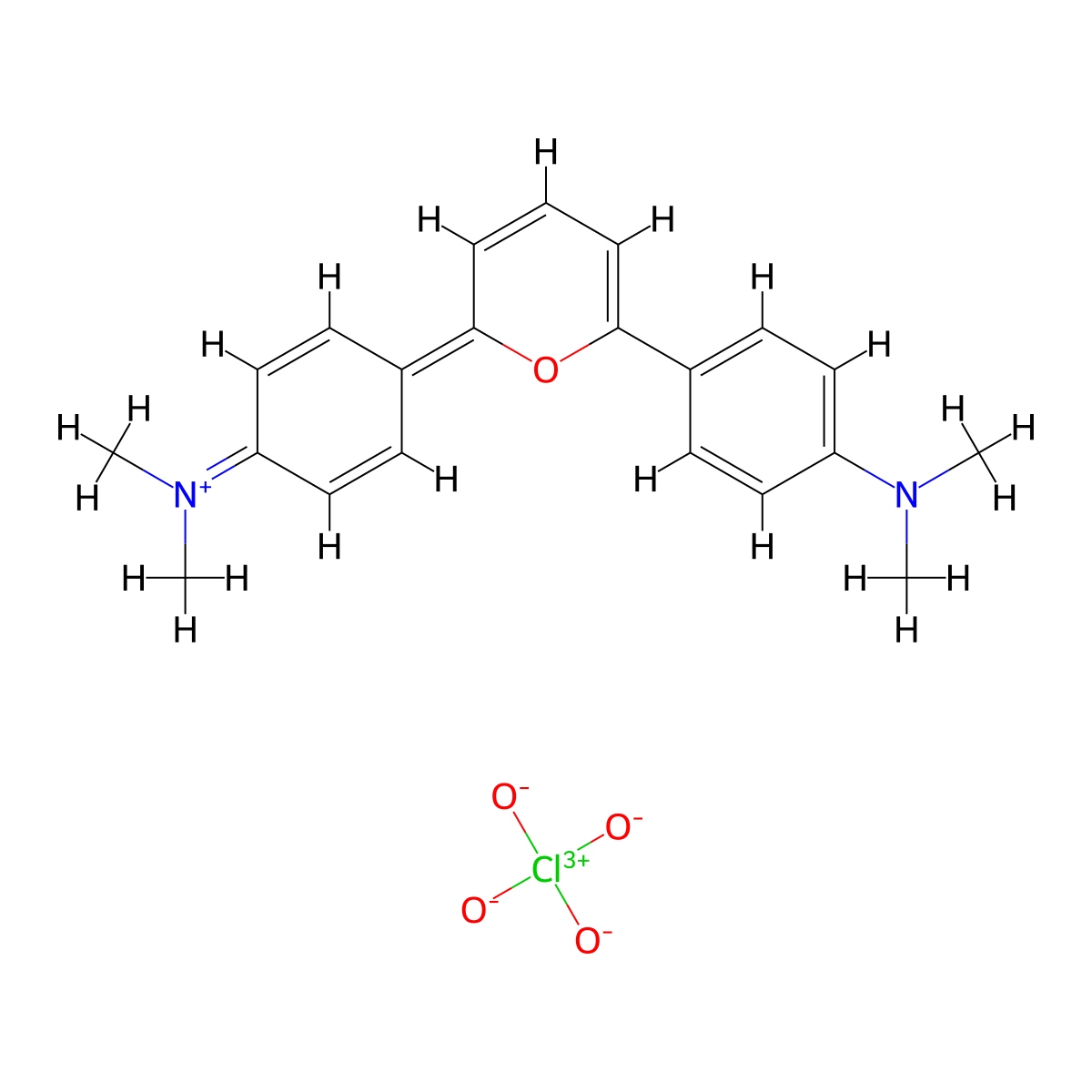 2,6-Bis[4-(dimethylamino)phenyl]-1lambda4-pyran-1-ylium perchlorate molecular structure, CAS 3032887-13-8