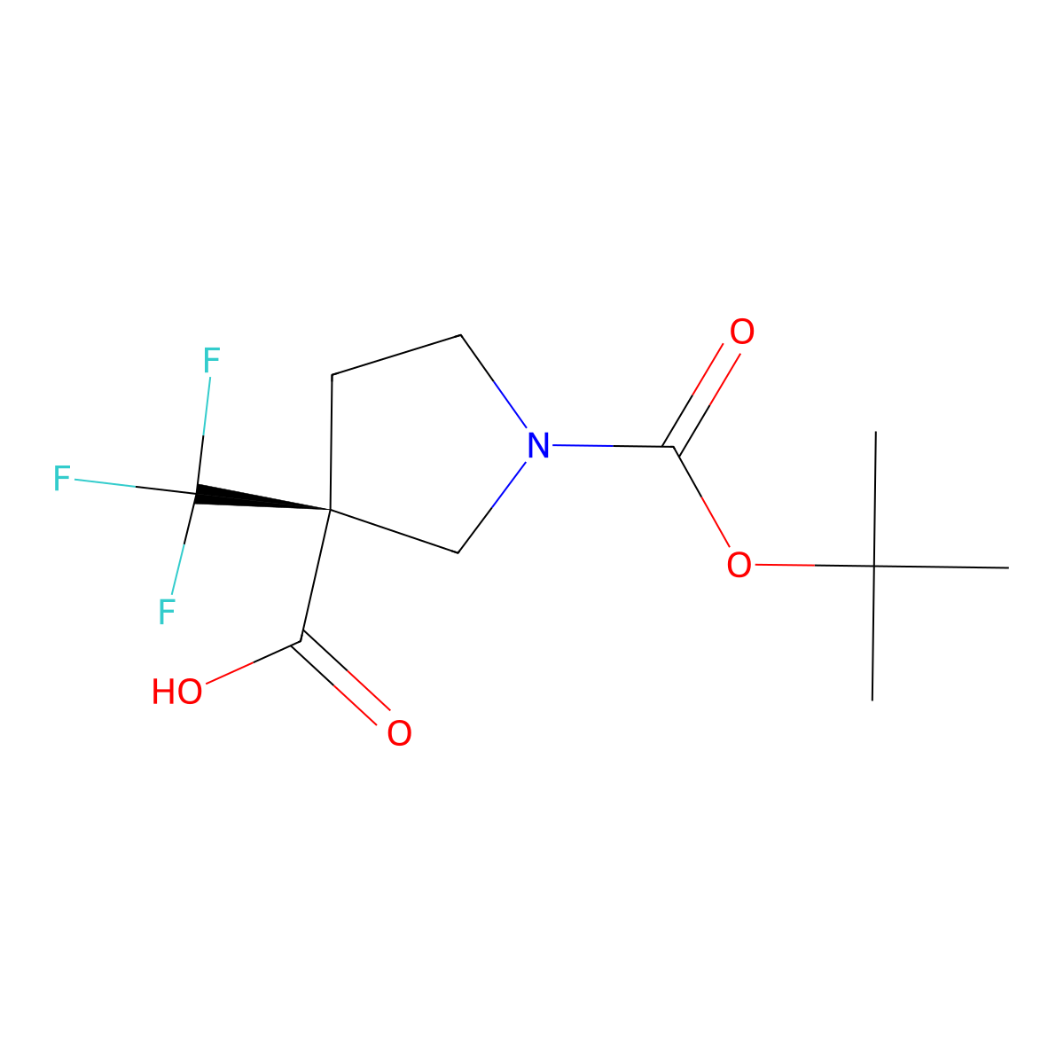 (S)-1-Boc-3-(trifluoromethyl)pyrrolidine-3-carboxylic acid molecular structure, CAS 3032921-67-5