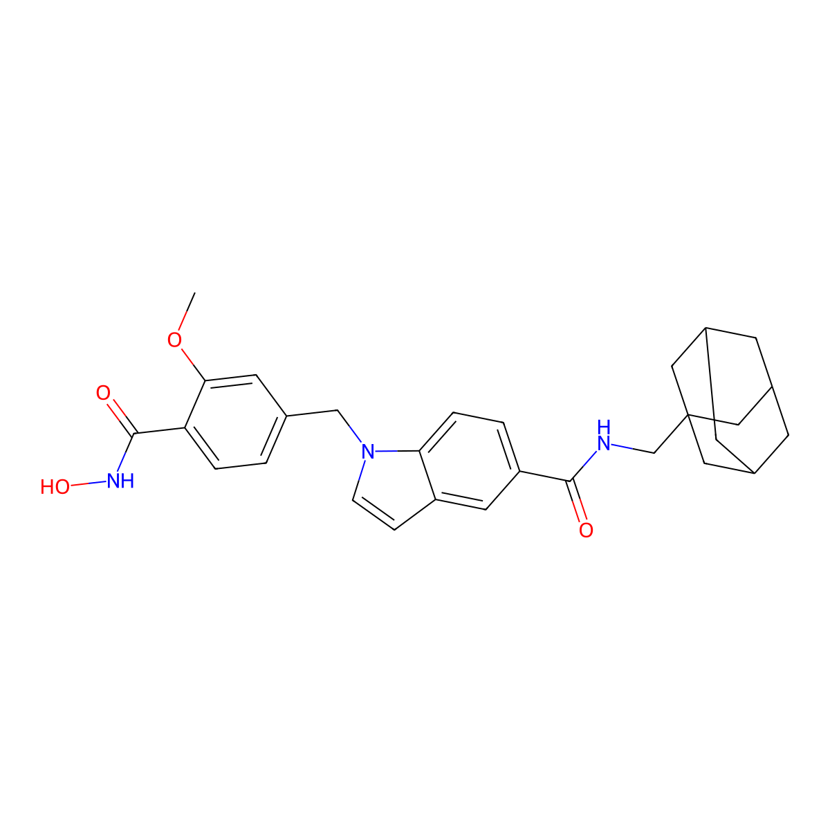 N-(1-adamantylmethyl)-1-[[4-(hydroxycarbamoyl)-3-methoxyphenyl]methyl]indole-5-carboxamide molecular structure, CAS 3032970-74-1