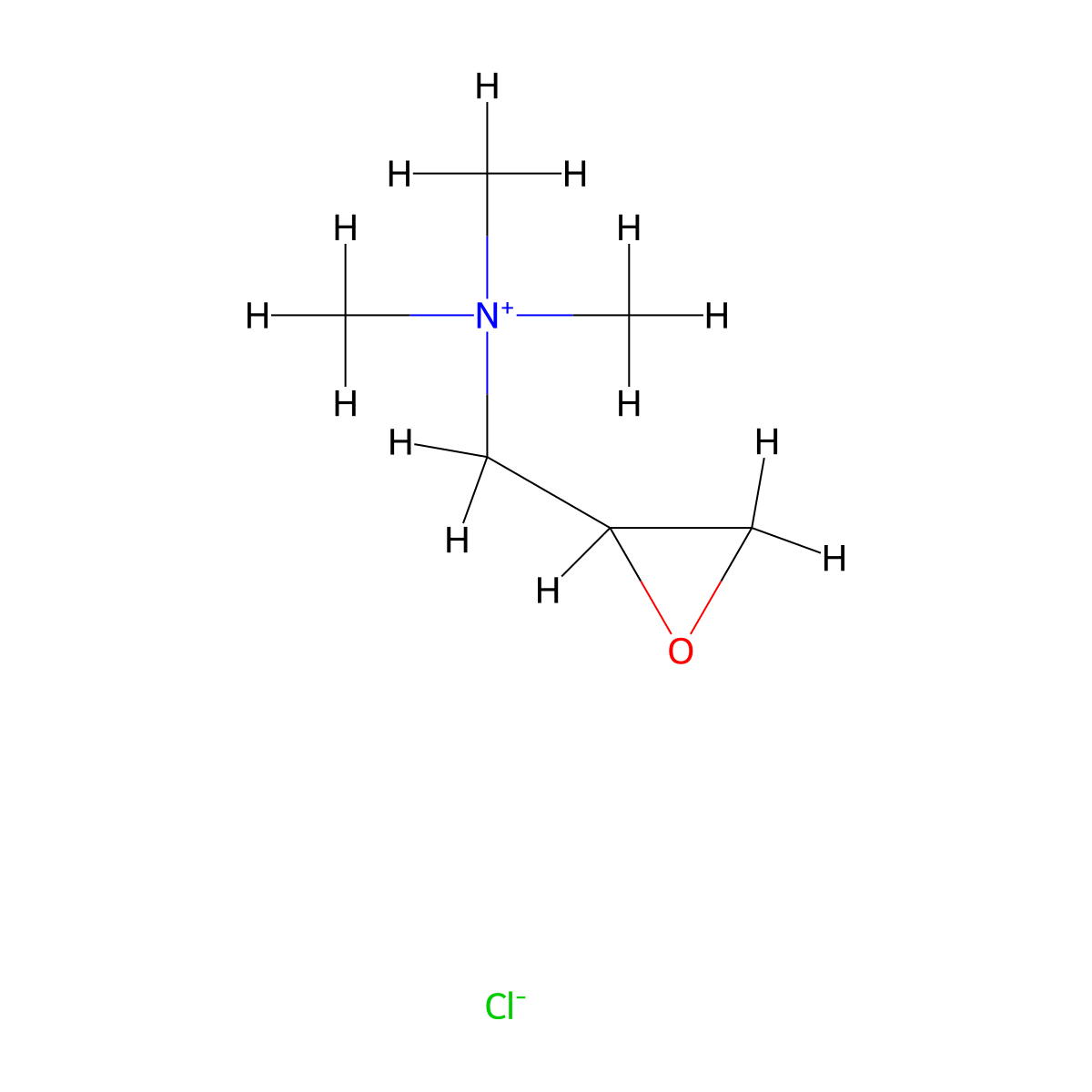 Glycidyltrimethylammonium chloride molecular structure, CAS 3033-77-0