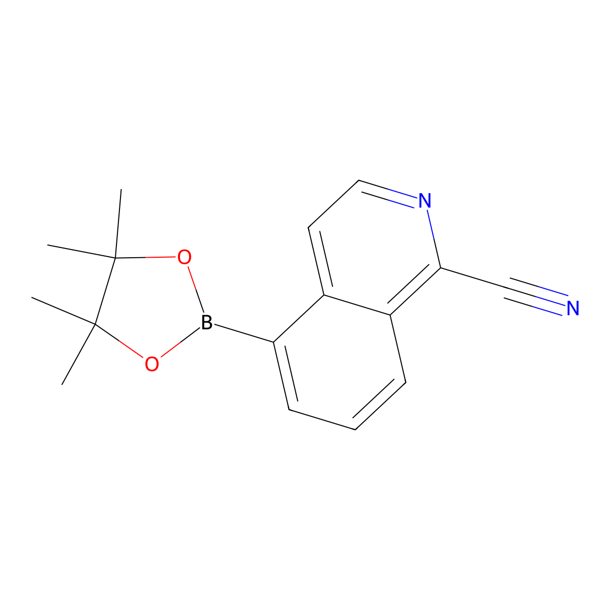 5-(4,4,5,5-Tetramethyl-1,3,2-dioxaborolan-2-yl)isoquinoline-1-carbonitrile molecular structure, CAS 3033047-99-0