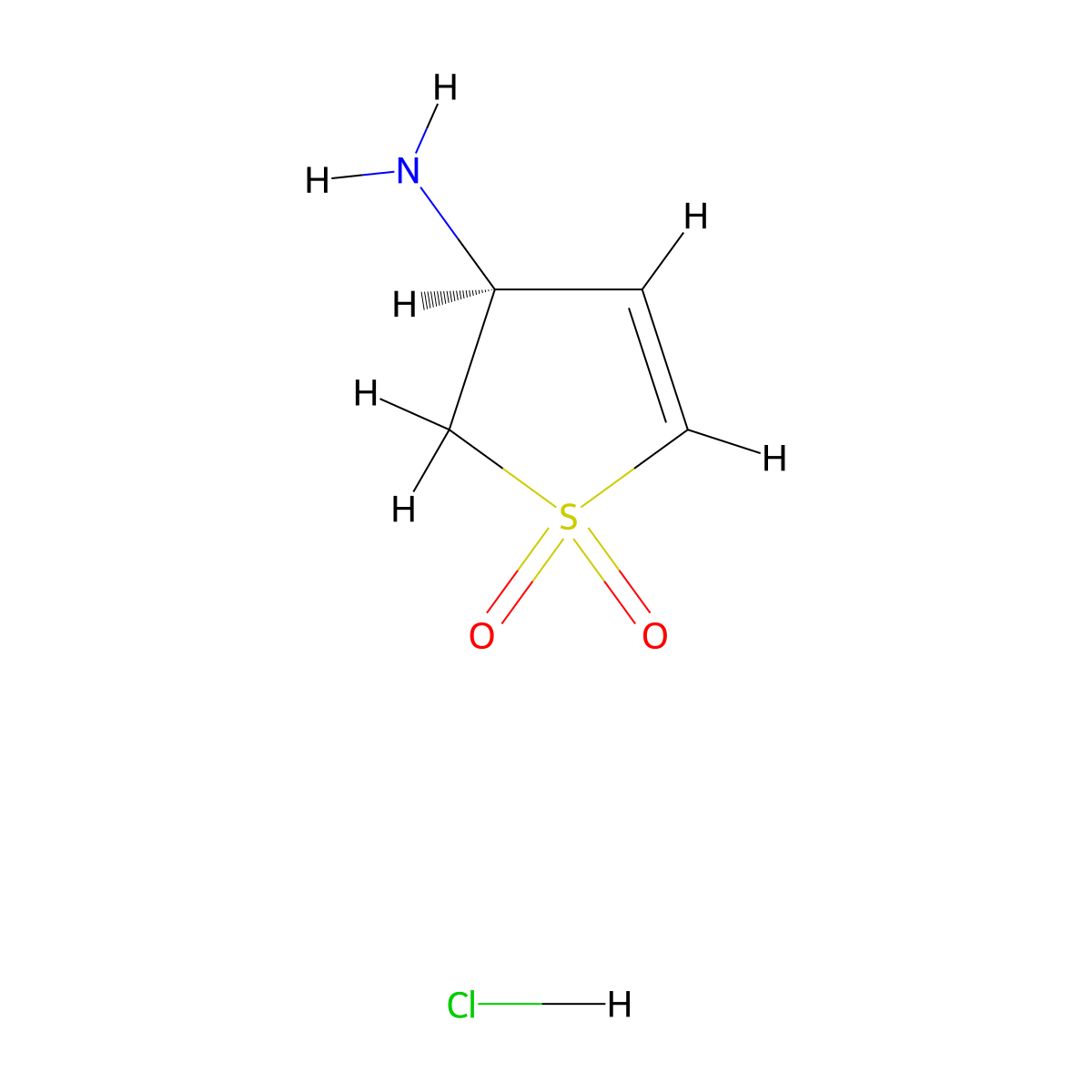 (3S)-1,1-dioxo-2,3-dihydrothiophen-3-amine hydrochloride molecular structure, CAS 3033053-36-7