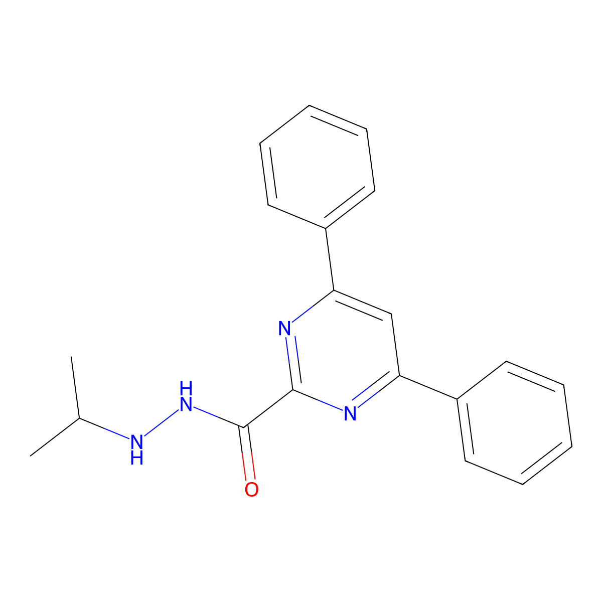 4,6-diphenyl-N'-propan-2-ylpyrimidine-2-carbohydrazide molecular structure, CAS 30331-57-8