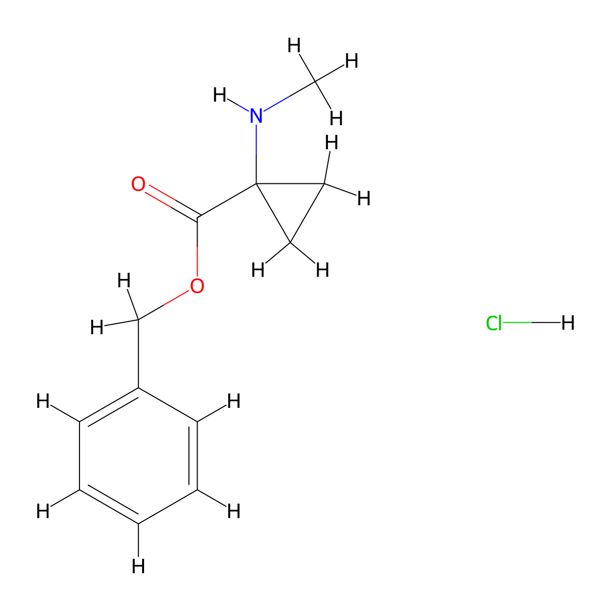 Benzyl 1-(methylamino)cyclopropane-1-carboxylate hydrochloride molecular structure, CAS 3033201-80-5