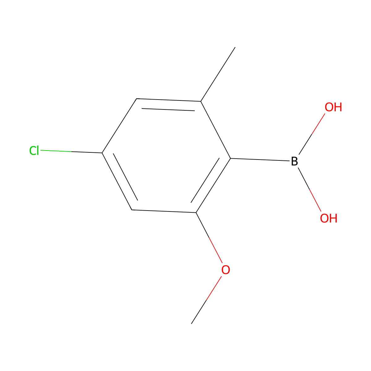 (4-Chloro-2-methoxy-6-methylphenyl)boronic acid molecular structure, CAS 3033243-60-3