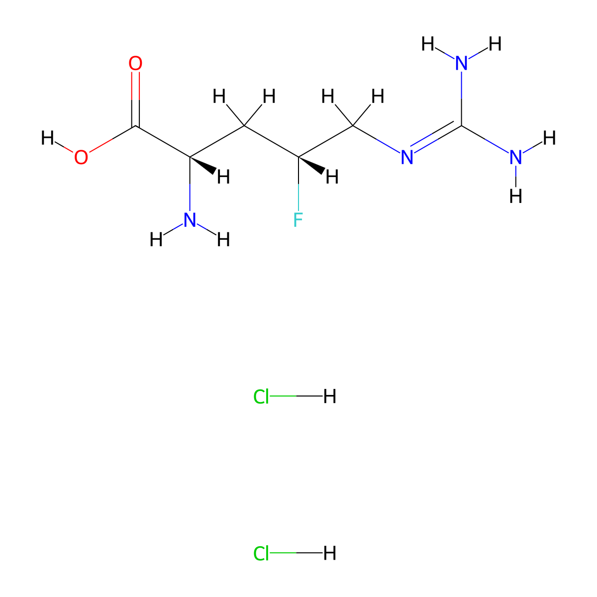 (2S,4R)-2-amino-5-carbamimidamido-4-fluoropentanoic acid dihydrochloride molecular structure, CAS 3033363-99-1