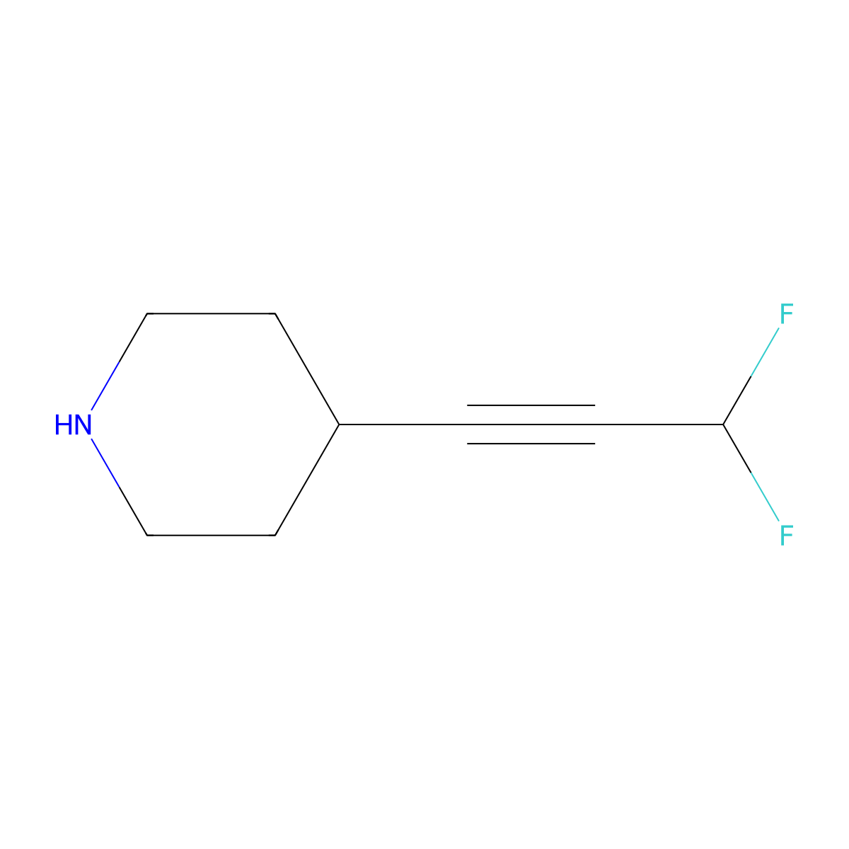 4-(3,3-Difluoroprop-1-yn-1-yl)piperidine molecular structure, CAS 3033383-95-5