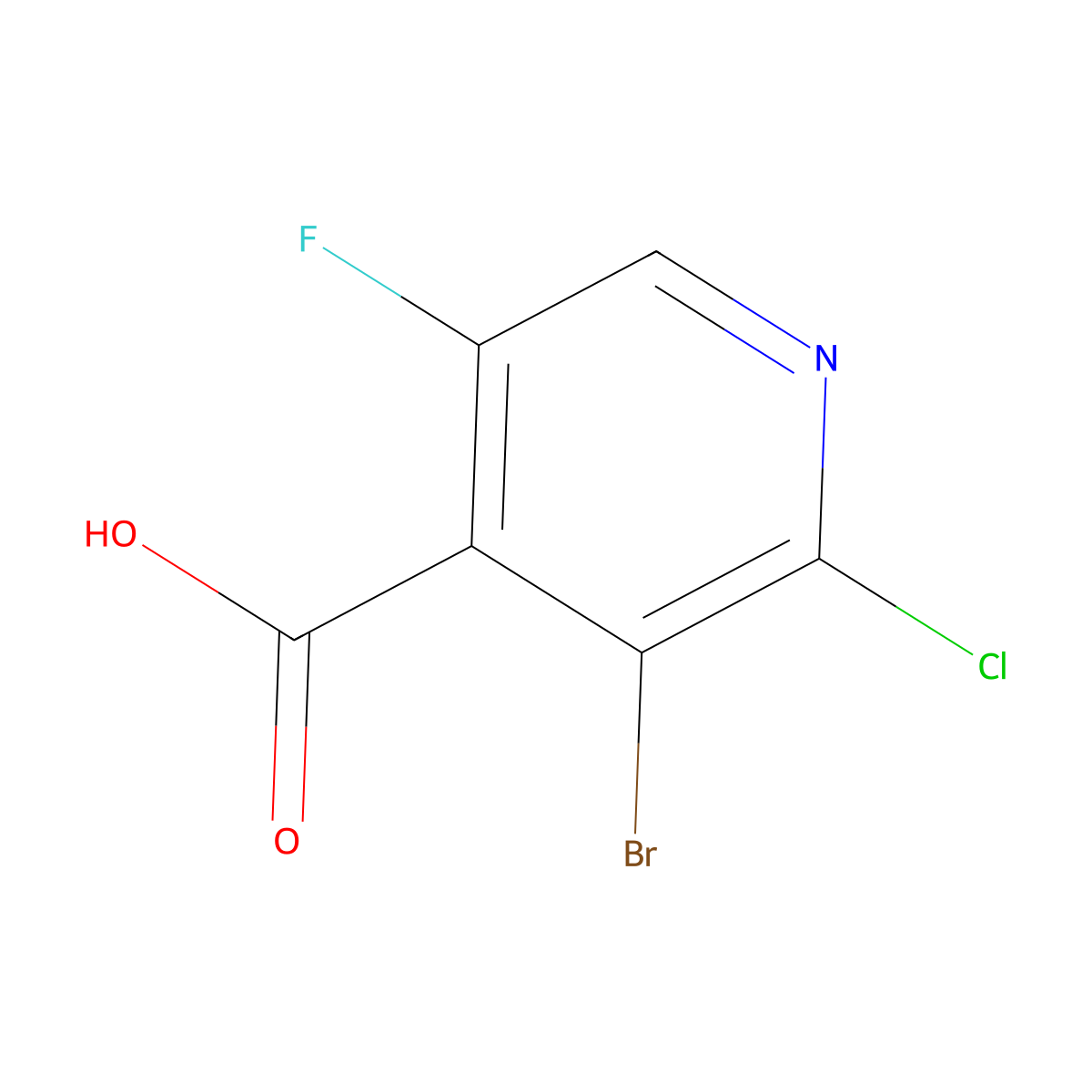 3-Bromo-2-chloro-5-fluoropyridine-4-carboxylic acid molecular structure, CAS 3033390-19-8