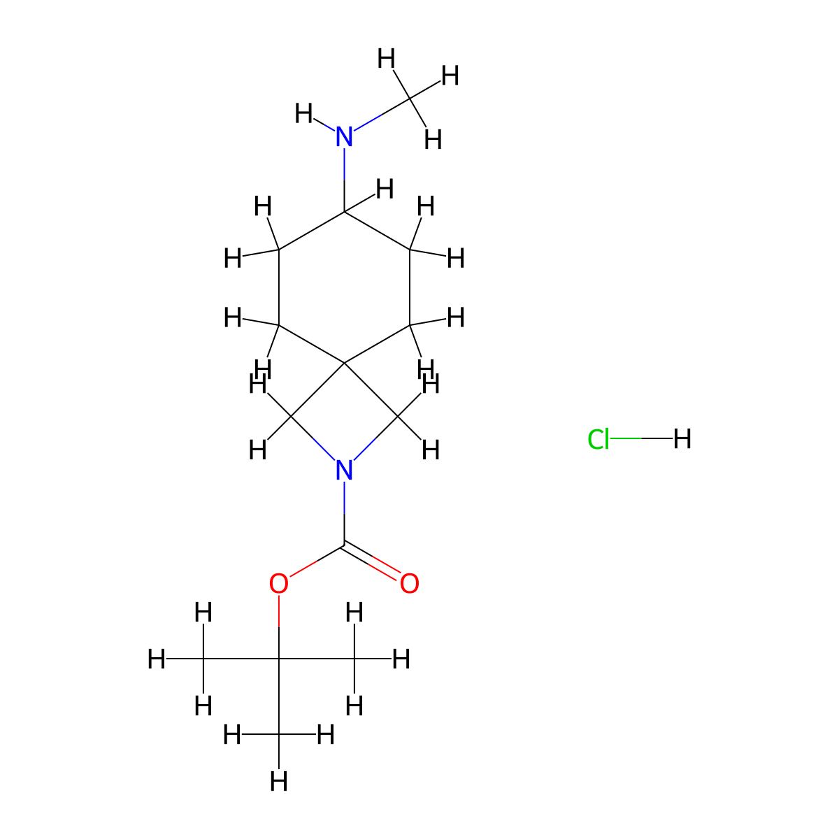 Tert-butyl 7-(methylamino)-2-azaspiro[3.5]nonane-2-carboxylate hydrochloride molecular structure, CAS 3033398-87-4