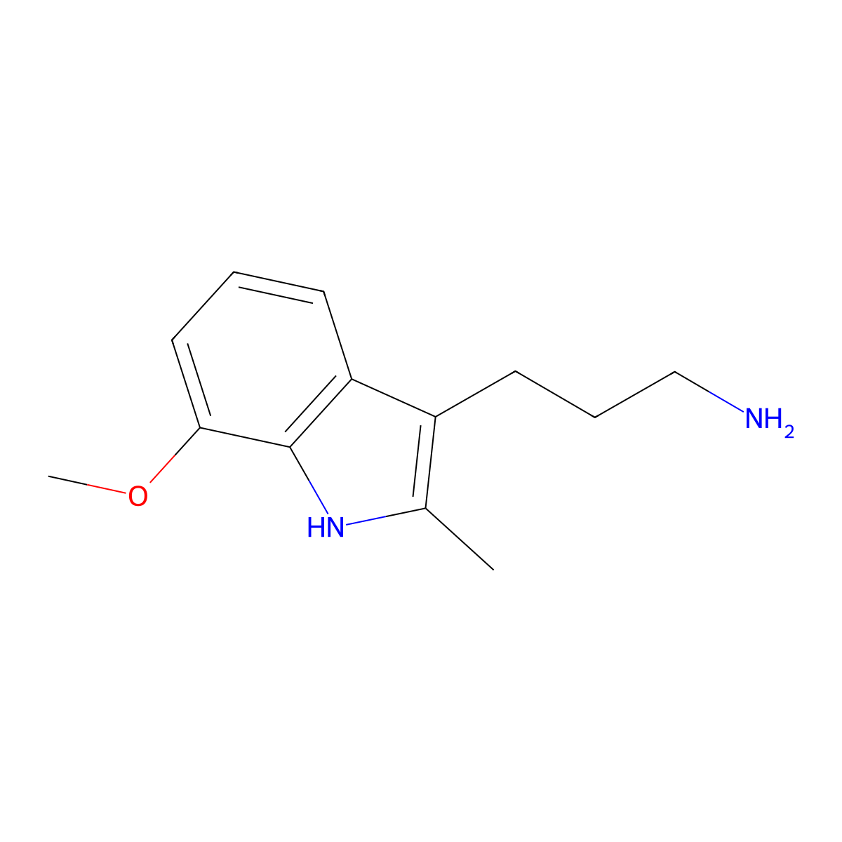 3-(7-methoxy-2-methyl-1H-indol-3-yl)propan-1-amine molecular structure, CAS 30334-52-2