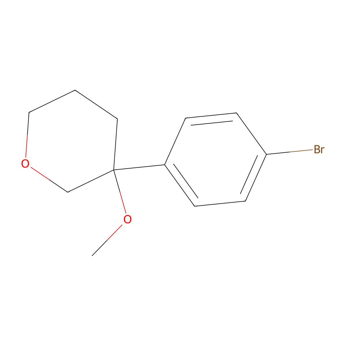 3-(4-Bromophenyl)-3-methoxyoxane molecular structure, CAS 3033406-31-1