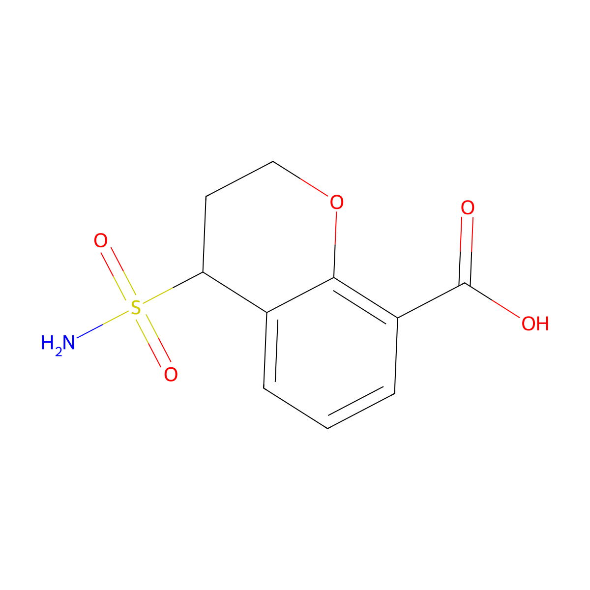 4-sulfamoyl-3,4-dihydro-2H-1-benzopyran-8-carboxylic acid molecular structure, CAS 3033411-41-2