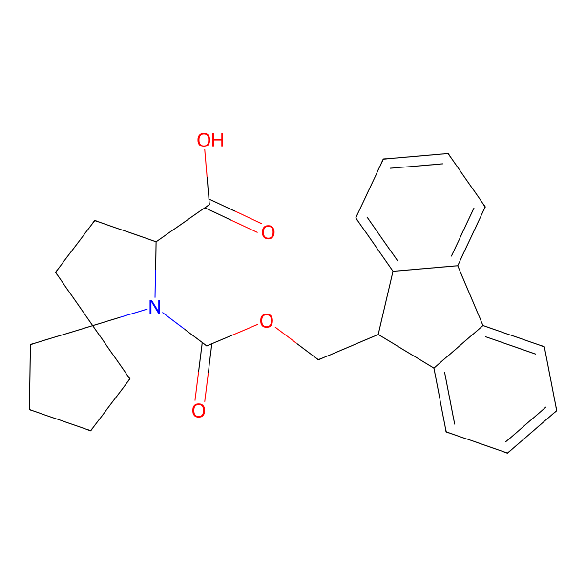 1-{[(9H-fluoren-9-yl)methoxy]carbonyl}-1-azaspiro[4.4]nonane-2-carboxylic acid molecular structure, CAS 3033428-65-5