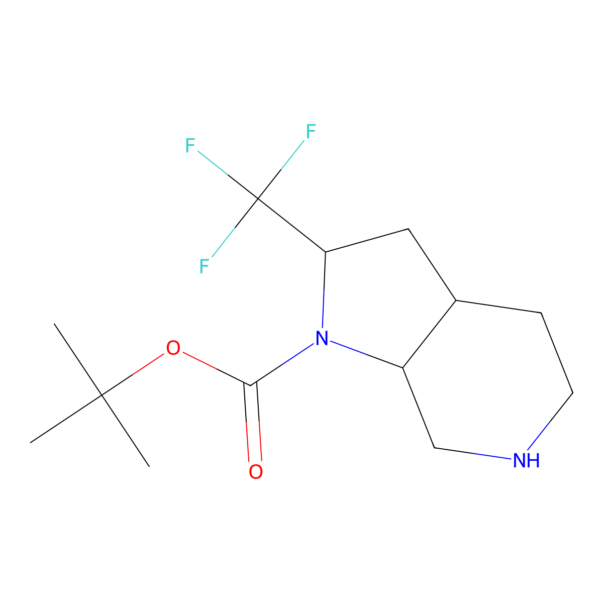 tert-butyl 2-(trifluoromethyl)-octahydro-1H-pyrrolo[2,3-c]pyridine-1-carboxylate molecular structure, CAS 3033437-10-1