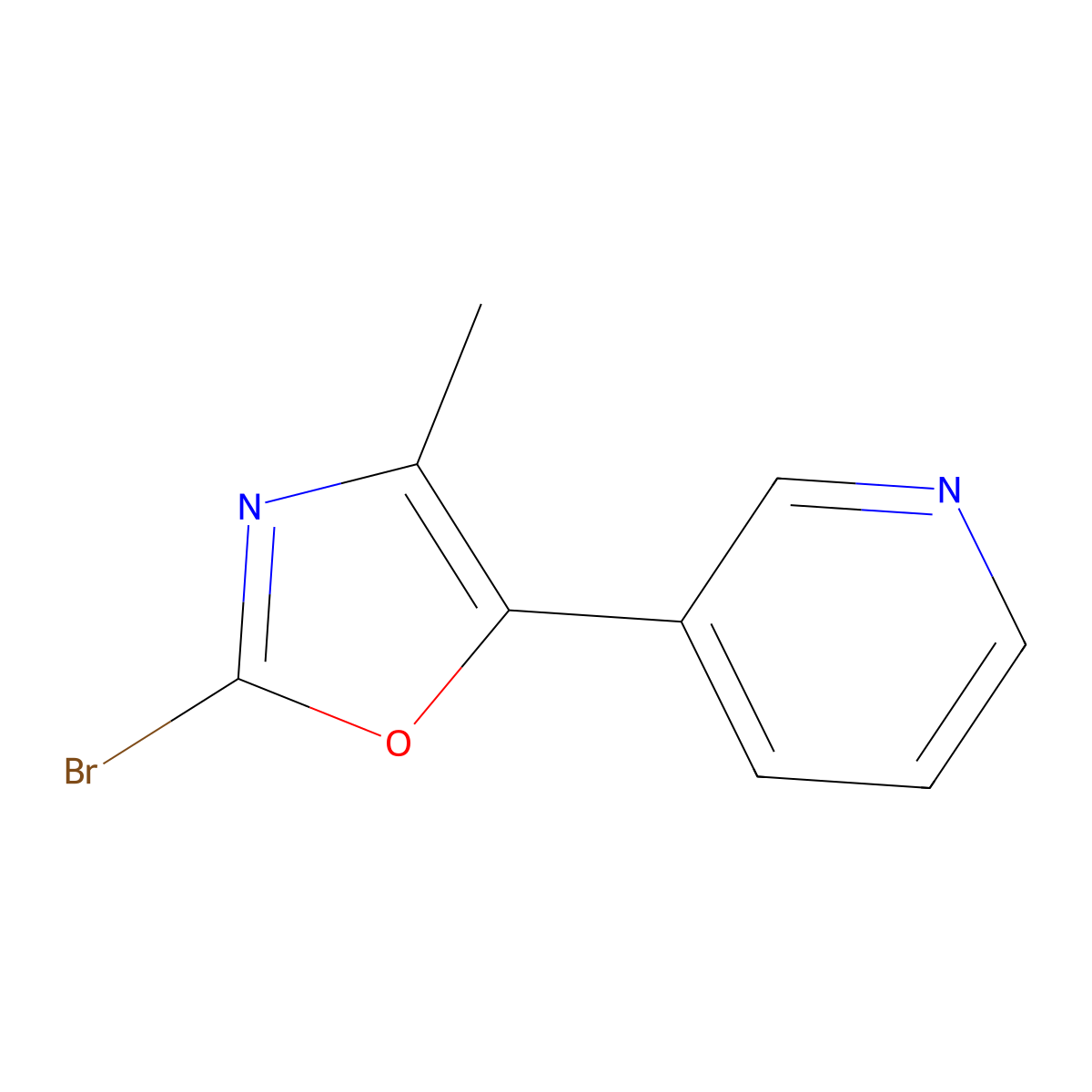 3-(2-Bromo-4-methyl-1,3-oxazol-5-yl)pyridine molecular structure, CAS 3033438-73-9